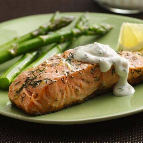 grilled salmon with dill sauce