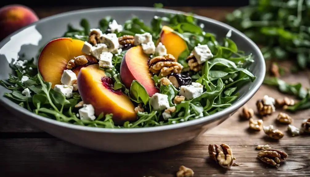 fresh peach arugula salad