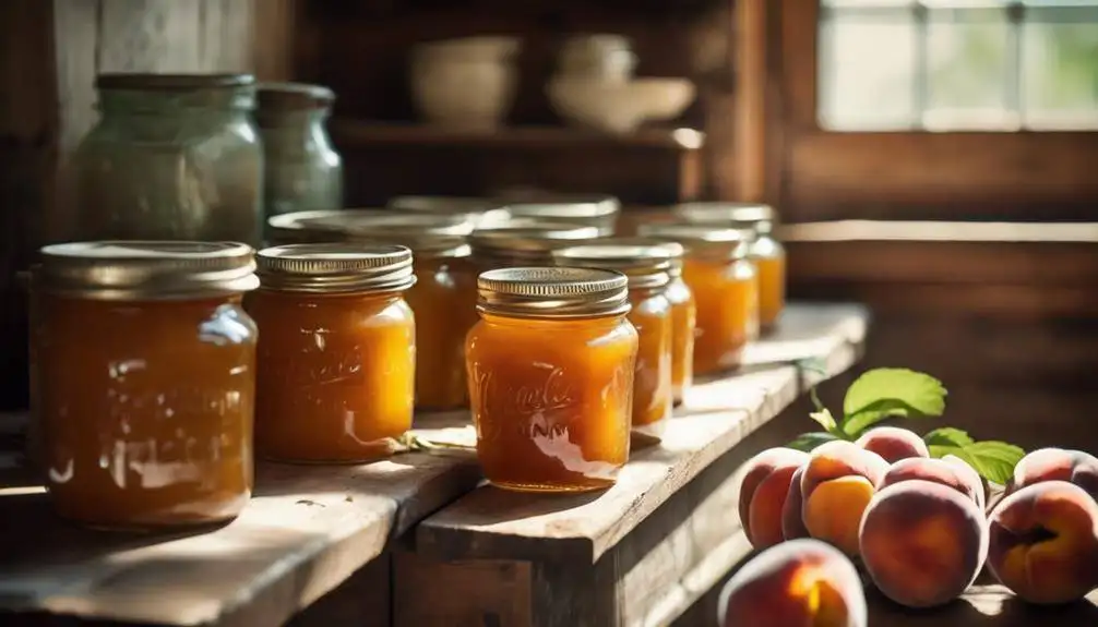 preserving homemade peach jam