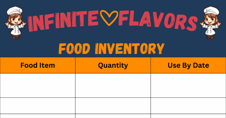 Infinite Flavors Food Inventory Sheets