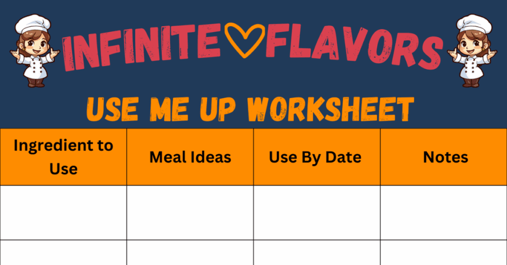 Infinite Flavors Use Me Up Worksheet