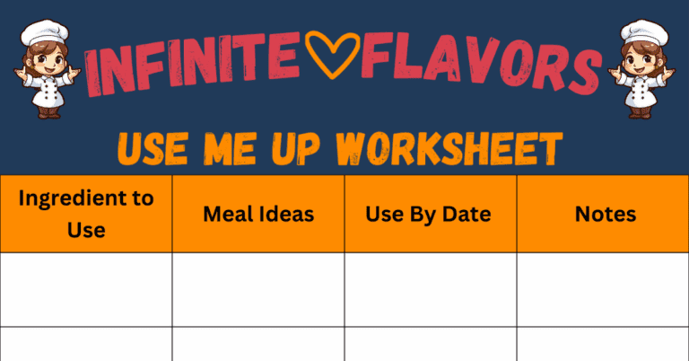 Infinite Flavors Use Me Up Worksheet
