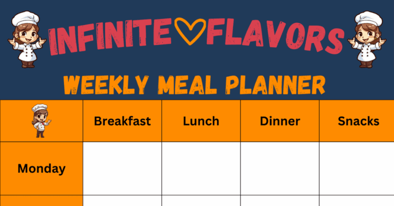 Infinite Flavors Great Weekly Meal Planner